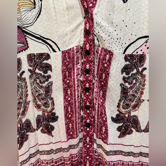 Free People C'est Moi Mixed Print Maxi Top Womens Sz XS Button Up Cardigan Dress - Picture 15 of 15